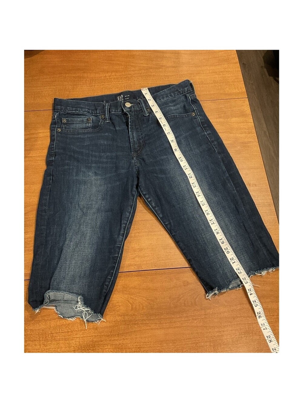 Gap Denim Slim Cutoff Shorts Mens 30x32 Dark Wash Raw Hem-114